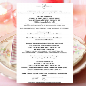 Magic Mushroom Barleylands Billericay Valentines Day Menu